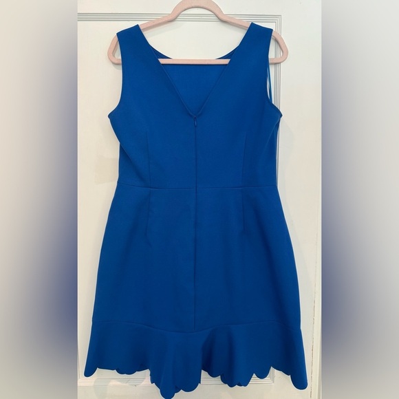 J. Crew Vibrant Blue Scalloped V-Back Jewel Neck Dress Size 12 - Picture 6 of 7